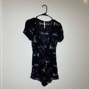 Black Floral Romper